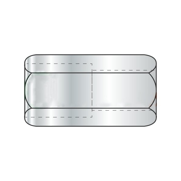 Newport Fasteners Coupling Nut Reducer, 5/8"-11 and 1/2"-13, Steel, Grade A, Zinc Plated, 1-1/4 in Lg, 20 PK NB303504P-20 - main